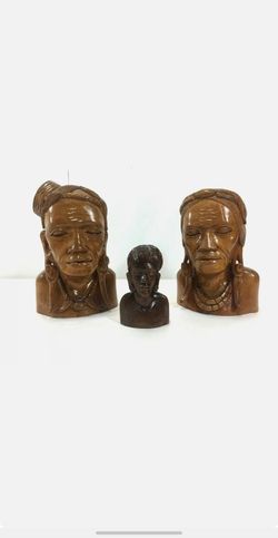 Native American Indian Wood Carving Sculpture 3 Piece #6701 willing to ship