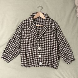 American Apparel houndstooth monochrome cardigan jacket blazer