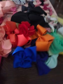 Lot of Grosgrain Hair Bows Mixed Colors