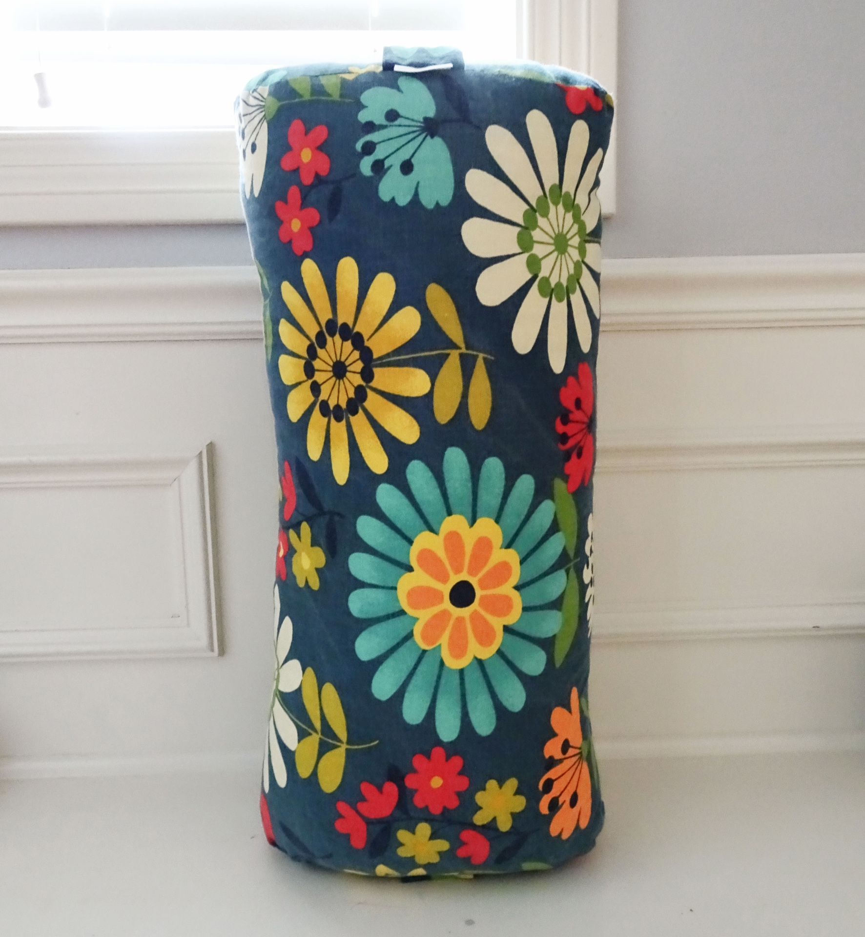 Minga Lily Yoga Bolster Pillow Floral Grounding Huggable Comfort Support