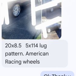 Just RIMS AND TIRES FOR SALE...American RACING WHEELS TIRES ARE AT 80PERCENT REALLY NICE RIMS JUST NEED CLEANING ,VERY LIL CUR RASH BUT NOT TO NOTICEA
