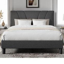 Novilla Full Bed Frame Upholstered Platform Full Size Bed Frame with Adjustable Headboard, Strong Weight Capacity, No Box Spring Needed, Easy Assembly