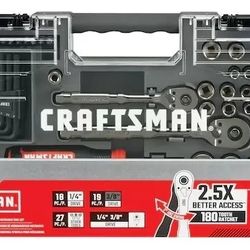 Craftsman 64 Pc Ratchet & Socket
Set SAE/Metric 1/4" & 3/8" Drive
-New