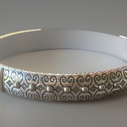 Brighton Etched Two Toned Silver Gold Toned Bangle Bracelet
