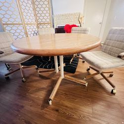 Mid Century Dining Table And Chairs! (With Rollers)