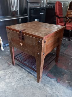 Rustic distressed single drawer end table