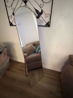 Full Length Arched Floor Mirror Gold Frame