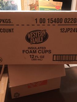 Insulated Foam Cups 12z $10