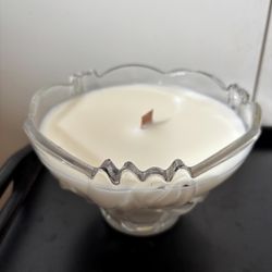 100% Organic Tallow and Beeswax Candles | 12 oz. | Clear Cut Glass (Large Tulip) | Handmade