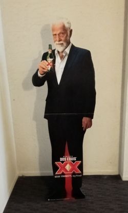 Dos Equis life size cut out.