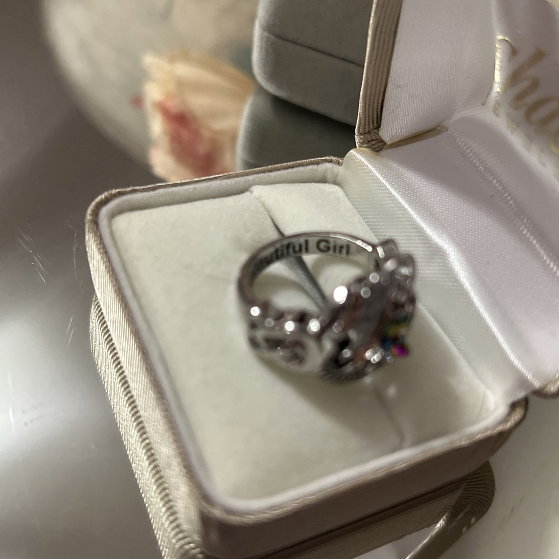 Gorgeous!!! Sterling Silver Fairy/Angel Ring :Beautiful Girl Is Engraved Inside The Ring
