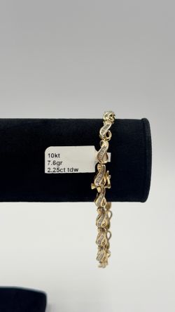 10KT Yellow Gold Diamond Custom Link Bracelet - 2.25 CTW Baguette Diamond - 7.6G