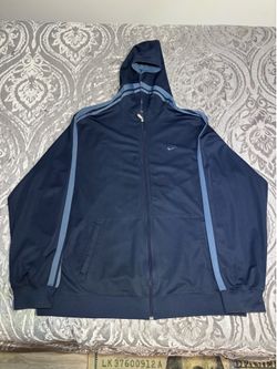 Y2K 00s Nike Track Jacket Warm Up Swoosh Stripe Sleeve Mens Size 2XL Blue VTG