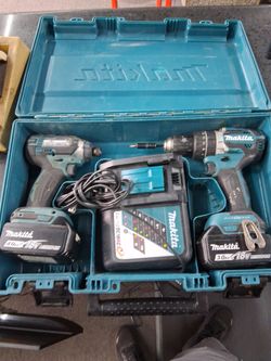 Makita Impact Driver, Drill, and Batteries