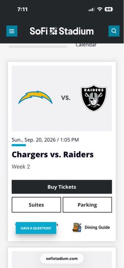 Chargers Vs Raiders Parking