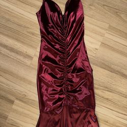 Satin 5 Burgundy Mermaid Dress
