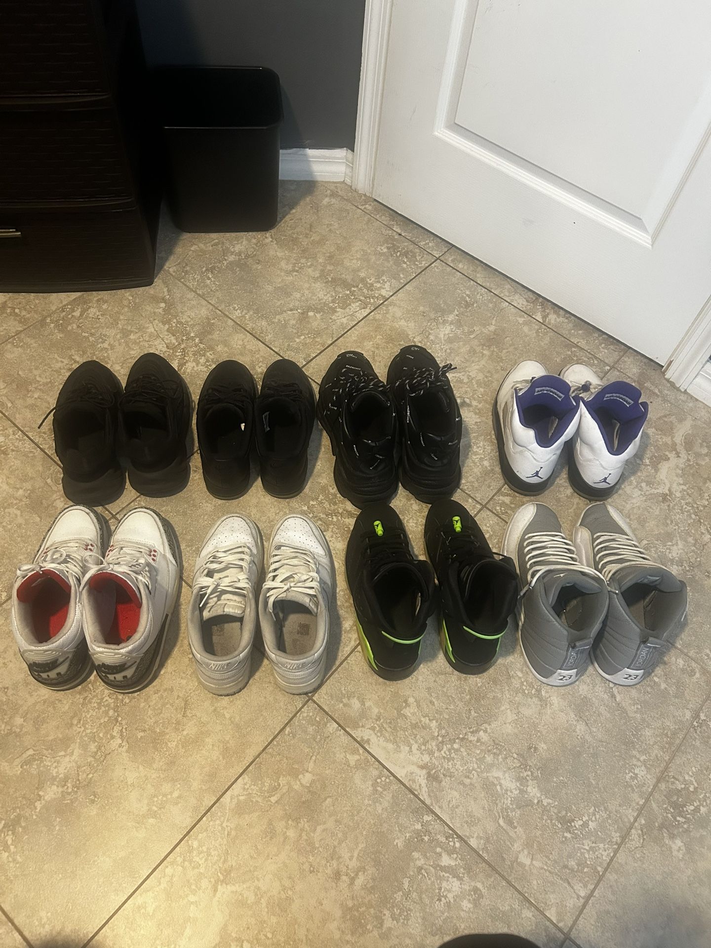 Jordans, Adidas, balenciaga, Nike.