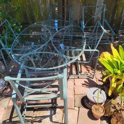 Vintage Brown Jordan 7pc Outdoor Dining Set_Table  + Chairs (two that swivel)
