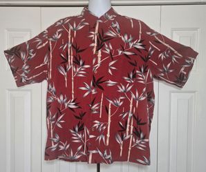 Banana Cabana 100% Silk Shirt Mens XL Red Short Sleeve Bamboo Tropical Island
