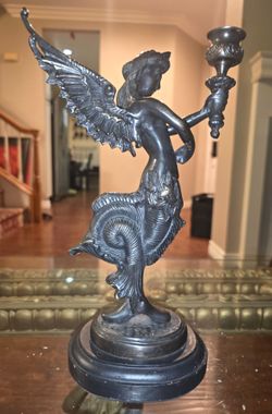 Heavy 12" Vintage Style Mermaid Candleholder