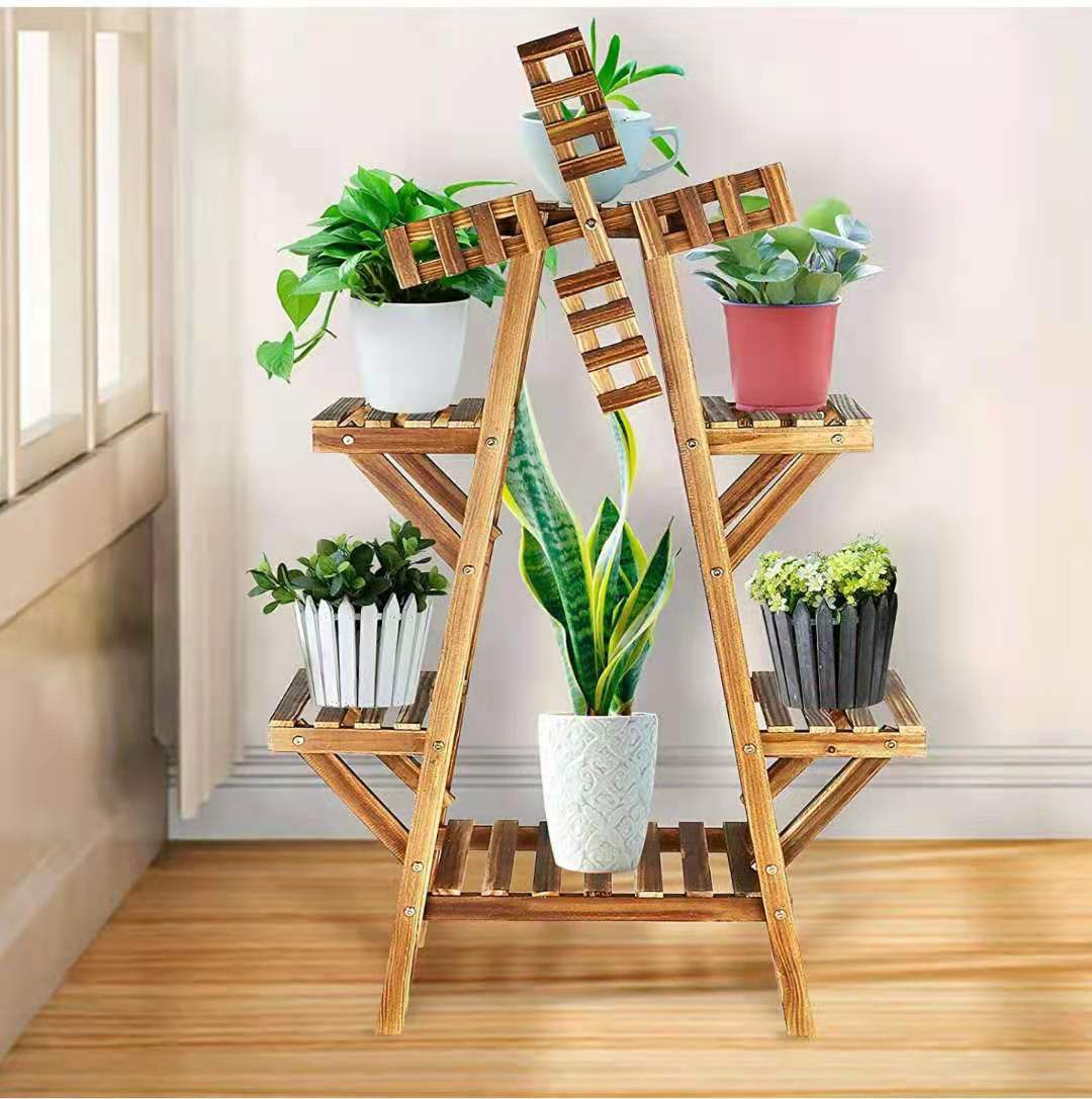 Windmill Wood Flower Stand, Plant Stand Rack, Wooden Fleshy Flower Pot Holder, Multi-Functional Plant Shelf Storage Rack for Indoor Outdoor Yard Garde