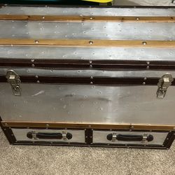 Metal Trunk And Coffee Table 