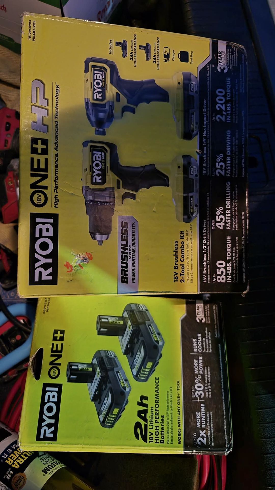 Ryobi drills and 2 battery extra set