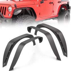YZONA for JK 4-Piece Flat Style Front and Rear Fender Flares Kit Compatible w...
