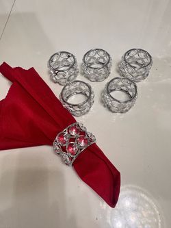 Crystal Rhinestone Napkin Rings Set of 6