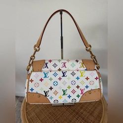 White Monogram Multicolore Beverly MM Bag