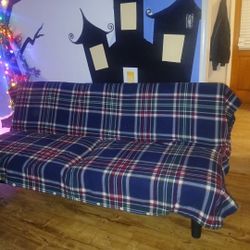 Mainstays Memory Foam 71.5" Futon with Cupholder (Without USB), Black Faux Leather