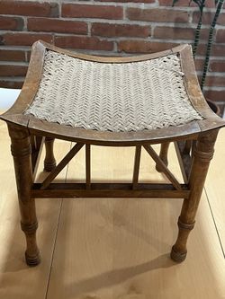 Antique Egyptian Revival Thebes Stool With Woven Cord Seats By Liberty & Co.
