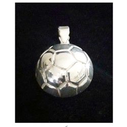 1.3" 3-D Sterling Silver Handcarved Soccer Futbol Pendant. Made in Mexico, signed