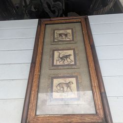 Uttermost Tropical Monkey Triptych Bamboo Framed Wall Art 