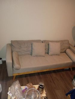 Mid-Century Modern Sofa with Pillows