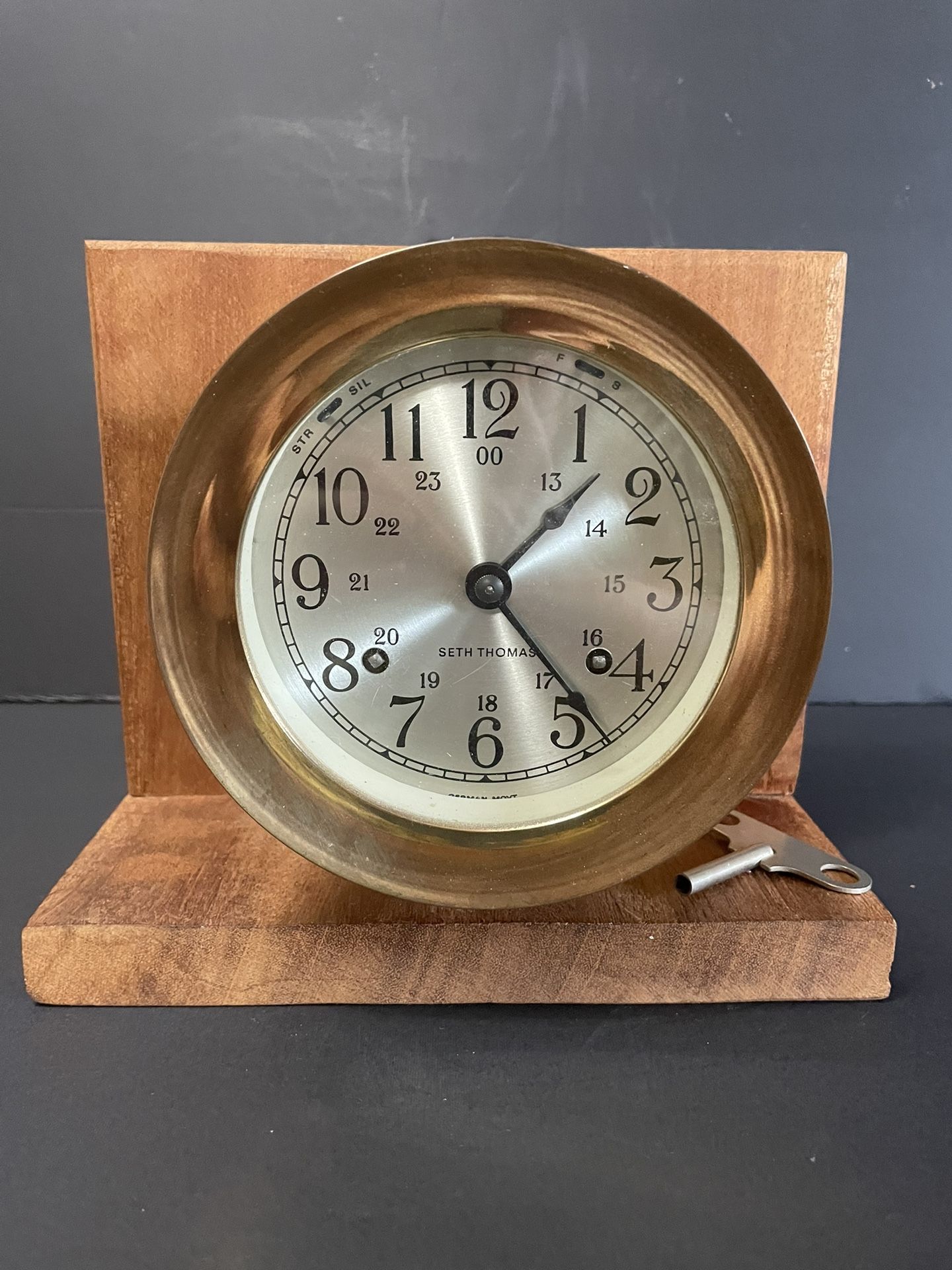 Seth Thomas “Corsair Model” Brass Ship’s Clock 20Th Century (Read Description Below)