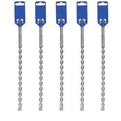 SDS-plus Rotary Hammer Drill Bits 1/2 In. x 12 In. 5-Piece Rock Carbide Tip 4-Cutter for Brick, Cemet, Stone & Concrete