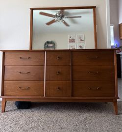 MCM Solid Wood Dresser with Mirror