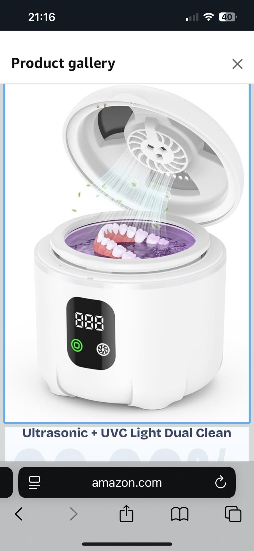 2025 Ultrasonic Retainer Cleaner- 45KHz 25W Portable Denture Cleaner with Drying Function and Removable Inner for Dentures, Mouth Guards, Aligners, Je
