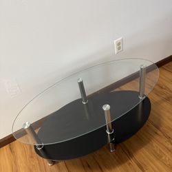 Flash Furniture Glass Coffee Table with Black Glass Shelves and Stainless Steel Legs