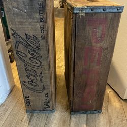 1940’s Coca Cola and Pepsi wooden bottle crates