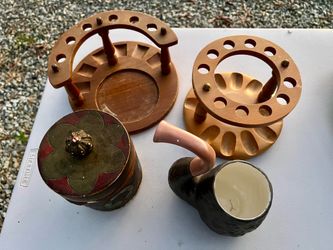 Antique Pipe Holders & Tobacco Jar