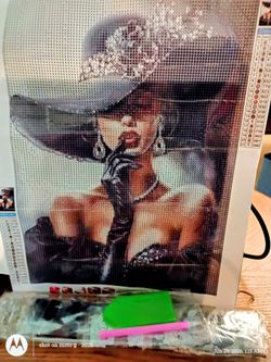 Lady with Black hat diamond painting complete kit