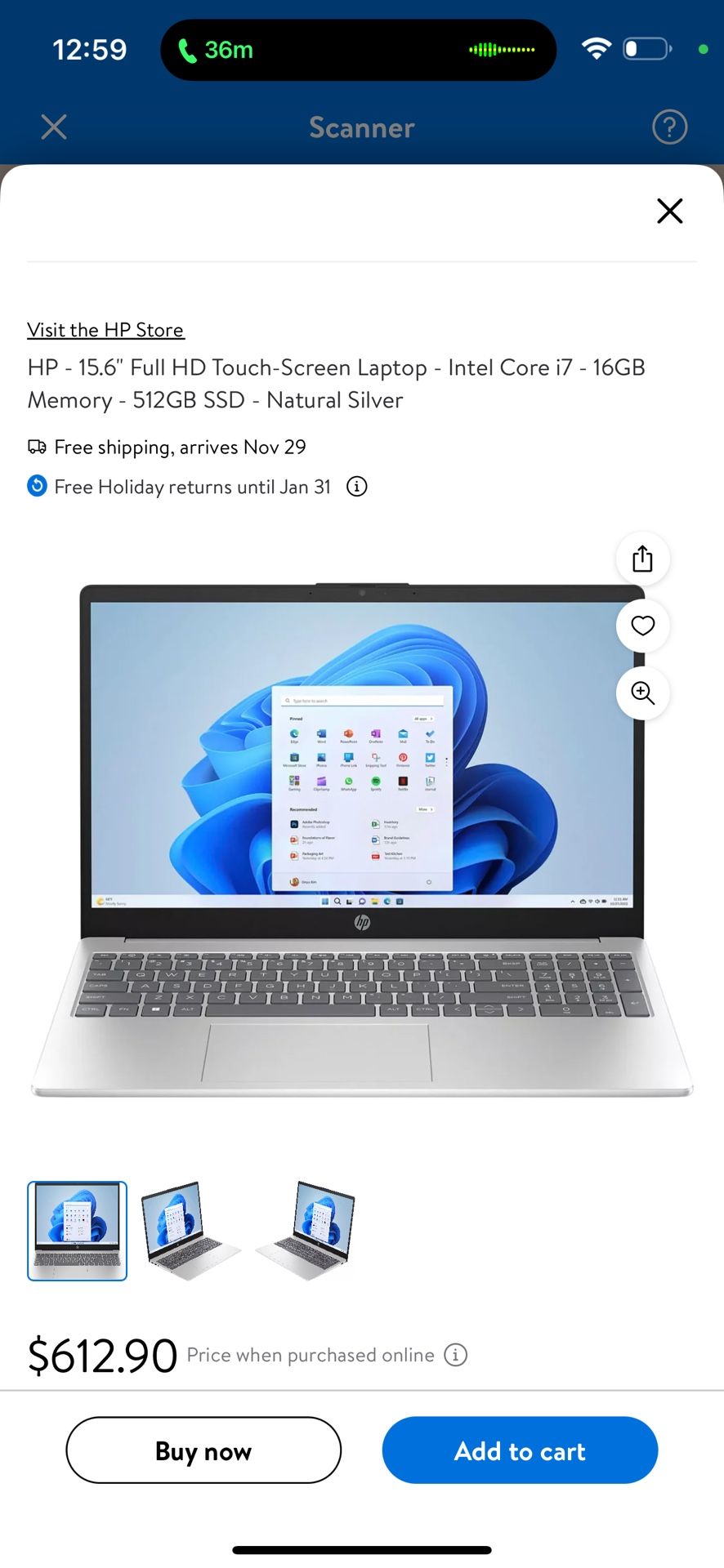 HP - 15.6" Full HD Touch-Screen Laptop - Intel Core i7 - 16GB Memory - 512GB SSD - Natural Silver