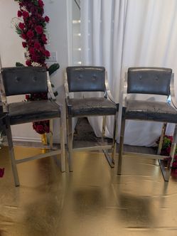 3 sturdy faux leather bar stools