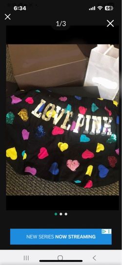 NEW Victoria’s Secret PINK Sequin Colorful Heart Short Pants Boxer Size Small
