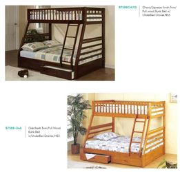 Cherry/espresso/oak twin/full bunk beds