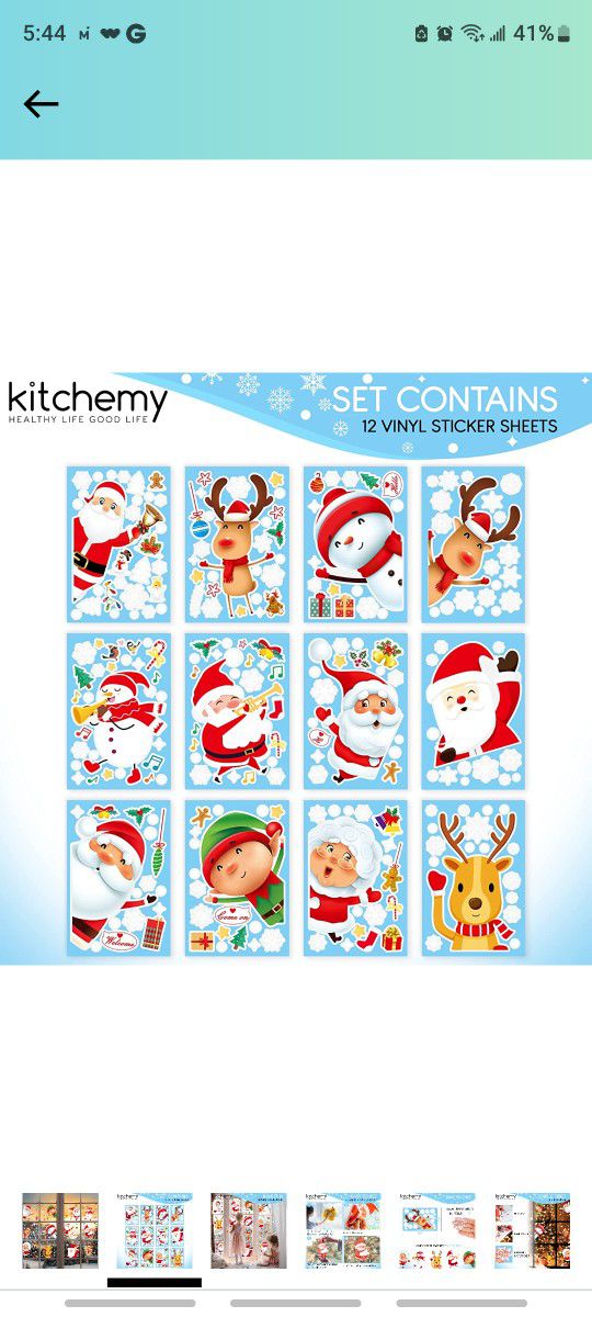 487 Christmas Window Clings for Holiday Decorations - 12 Sheets Double Sided Xmas Decals for Windows Glass Doors Mirror Home Office Classroom - Big Sh