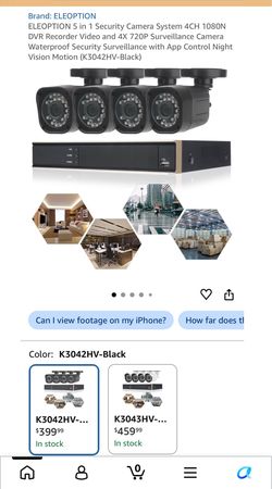 Brand: ELEOPTION ELEOPTION 5 in 1 Security Camera System 4CH 1080N DVR Recorder Video and 4X 720P Surveillance Camera Waterproof Security Surveillance