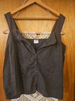 Old Navy Gray Button-Front Smocked Tank Top - Size L